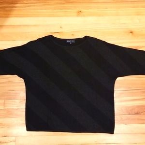 Jones New York Signature Black Sparkle Stripe Top